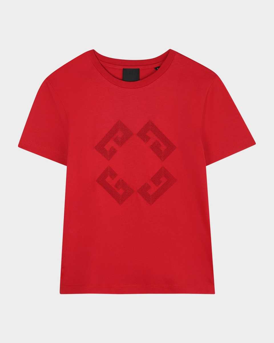 Boy's Short-Sleeve Embroidered Logo T-Shirt, Size 4-6